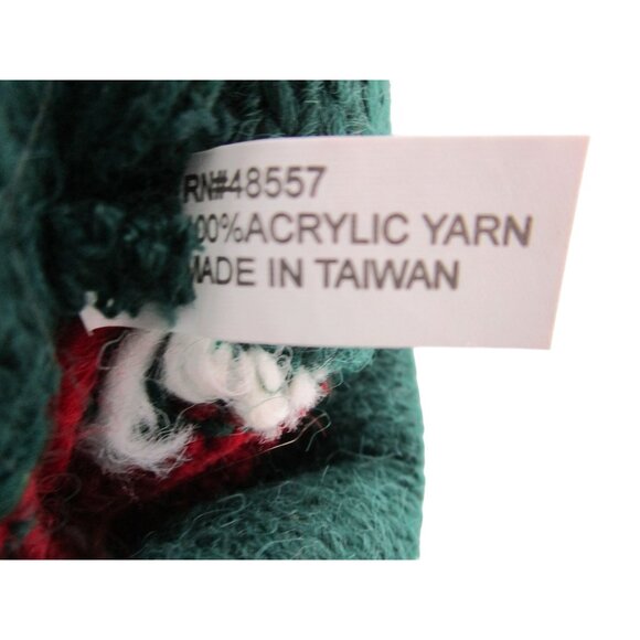 Vintage Christmas Knit Stocking With Reindeer Trees & Pom-Pom 24"x5.5" Festive R - Picture 3 of 12